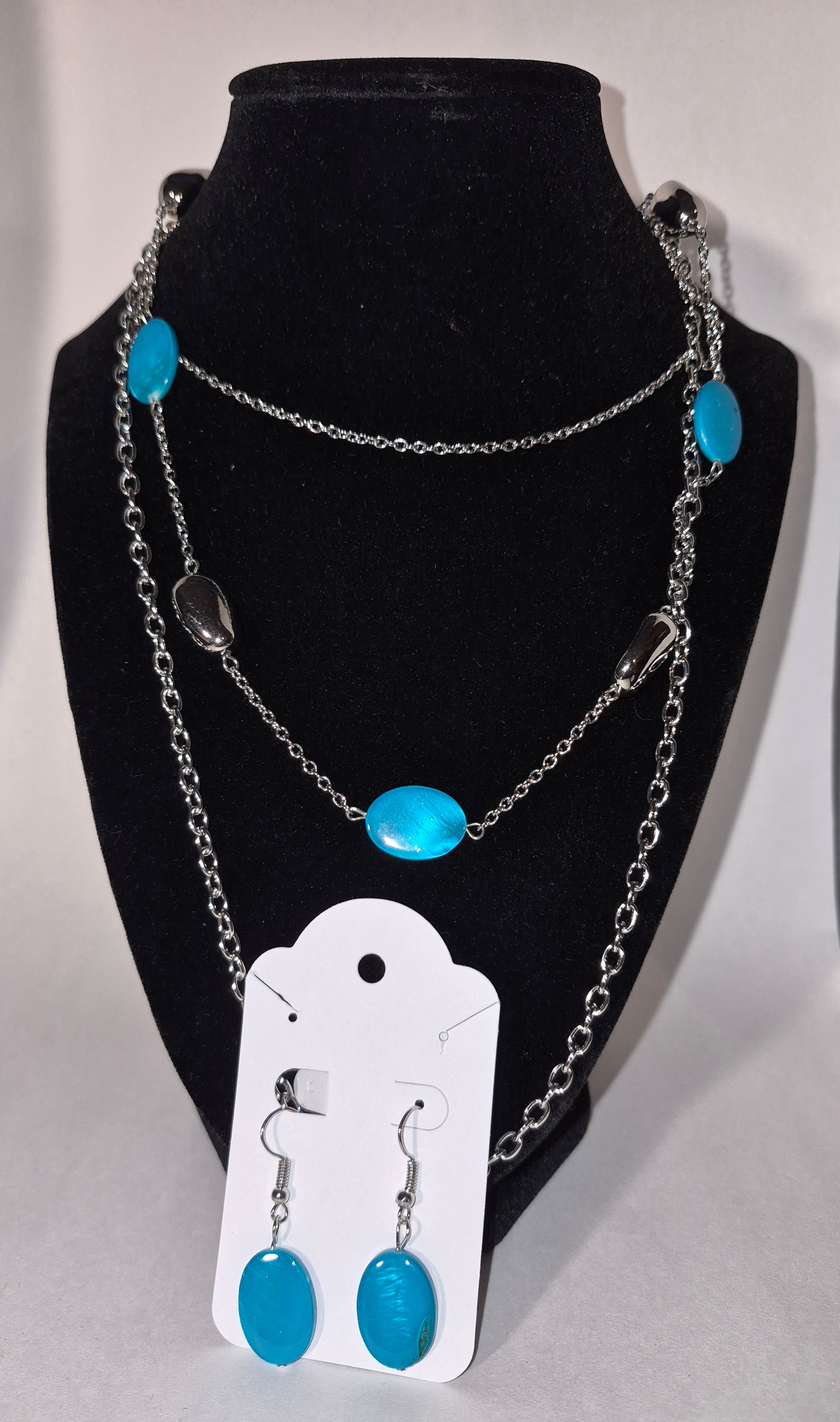 3 tier layered necklace and earrings set