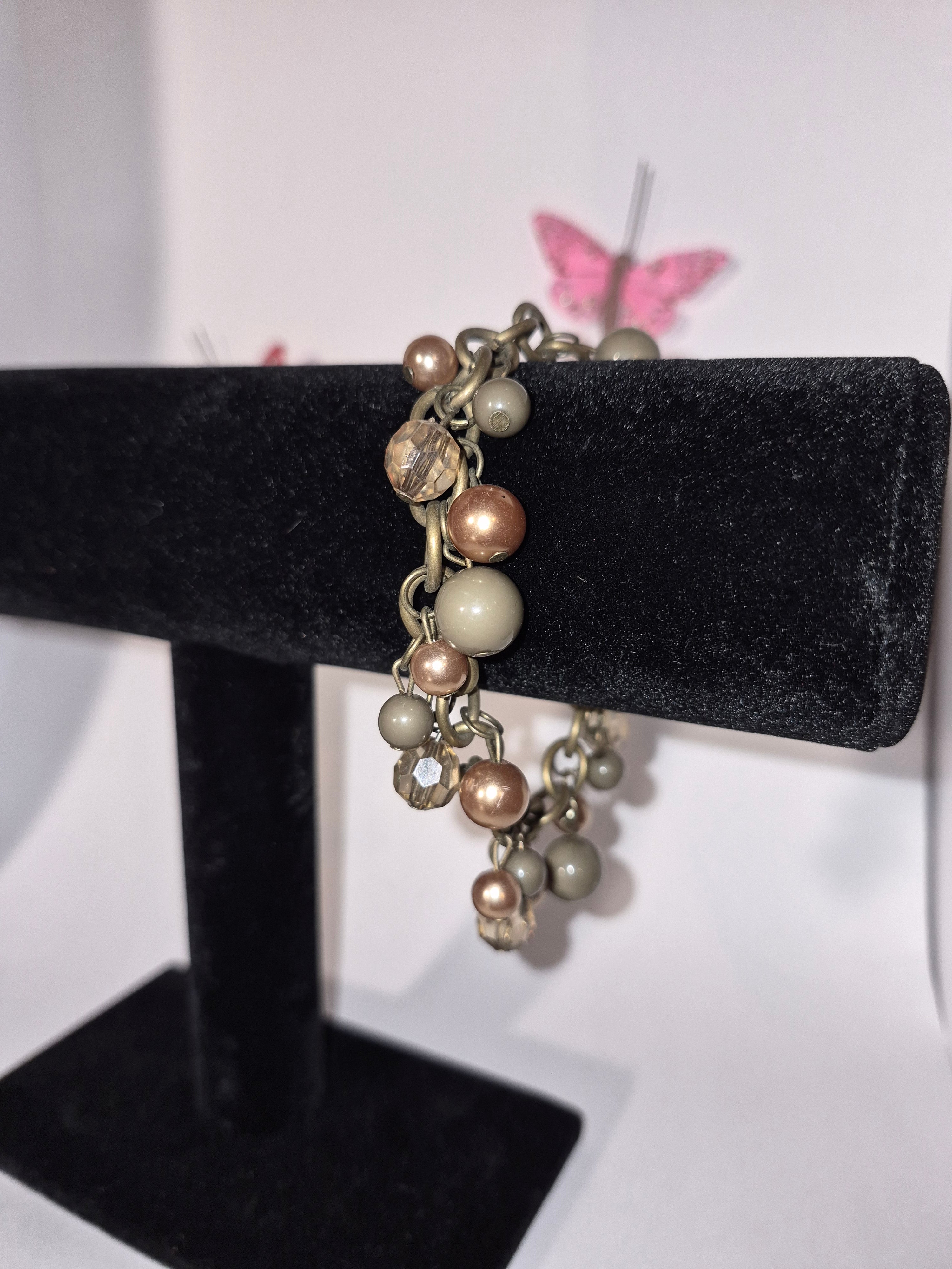 Pink and white pearly beads