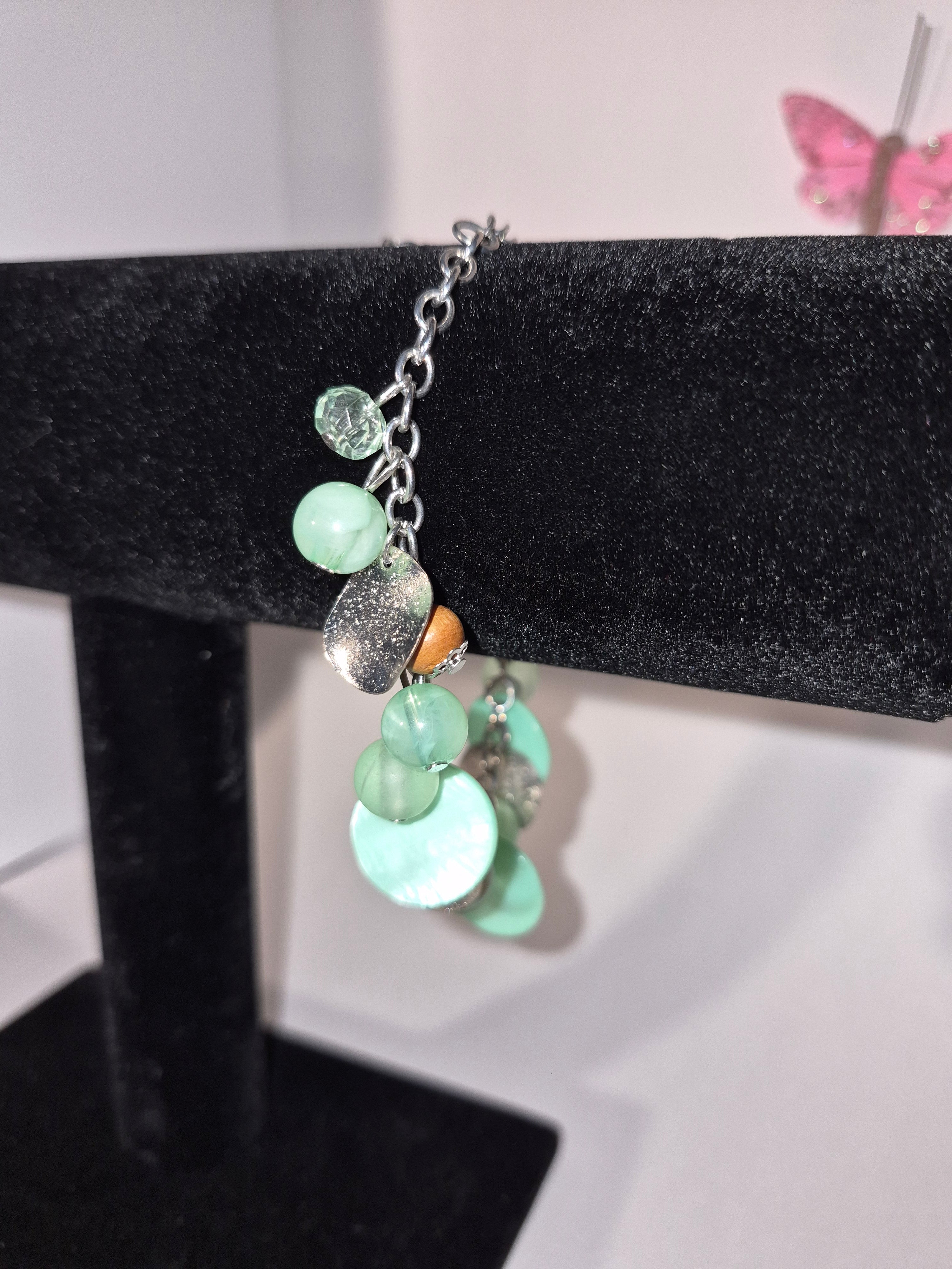 Green and silver danglies