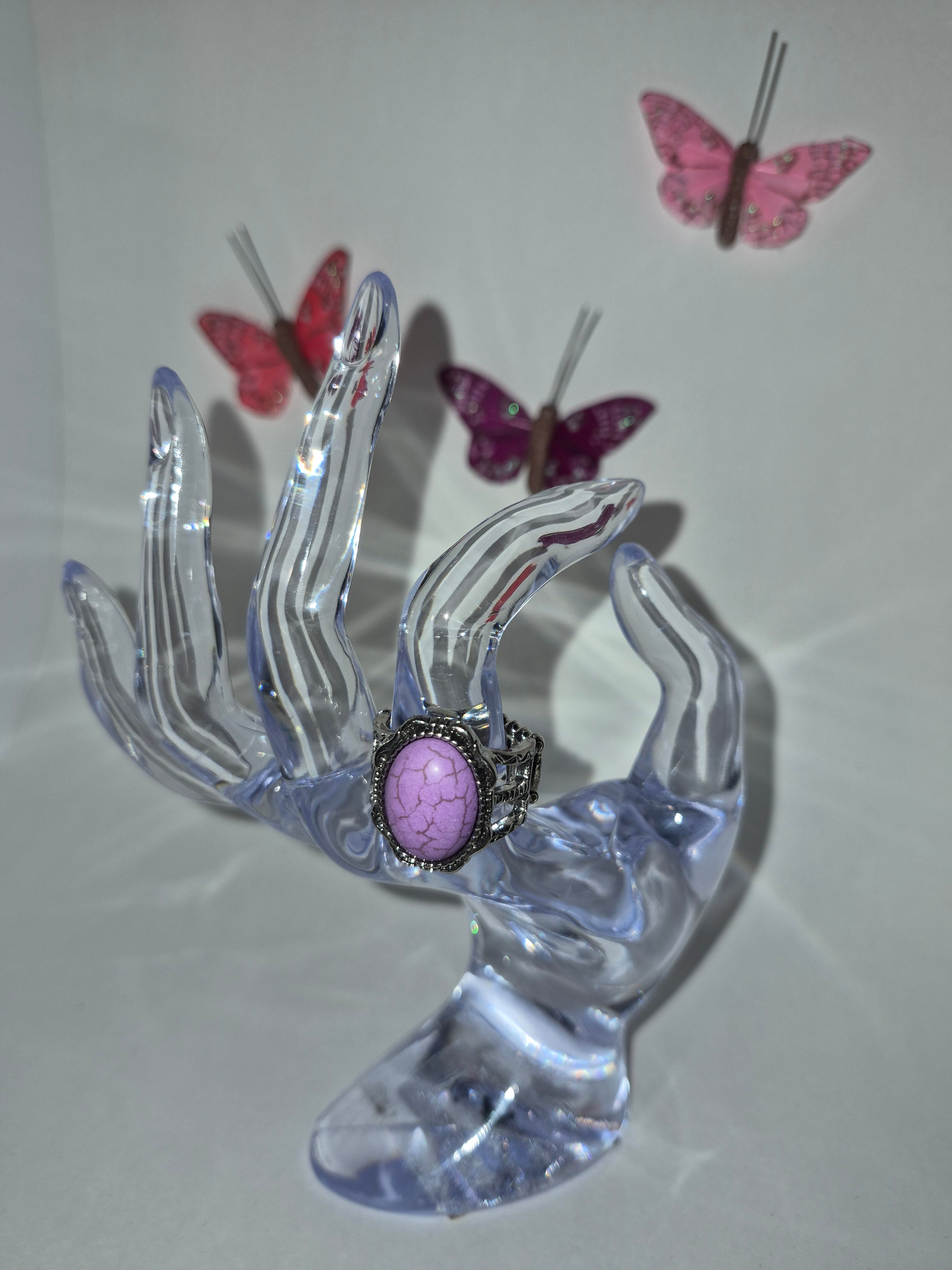 Silver tone purple stone
