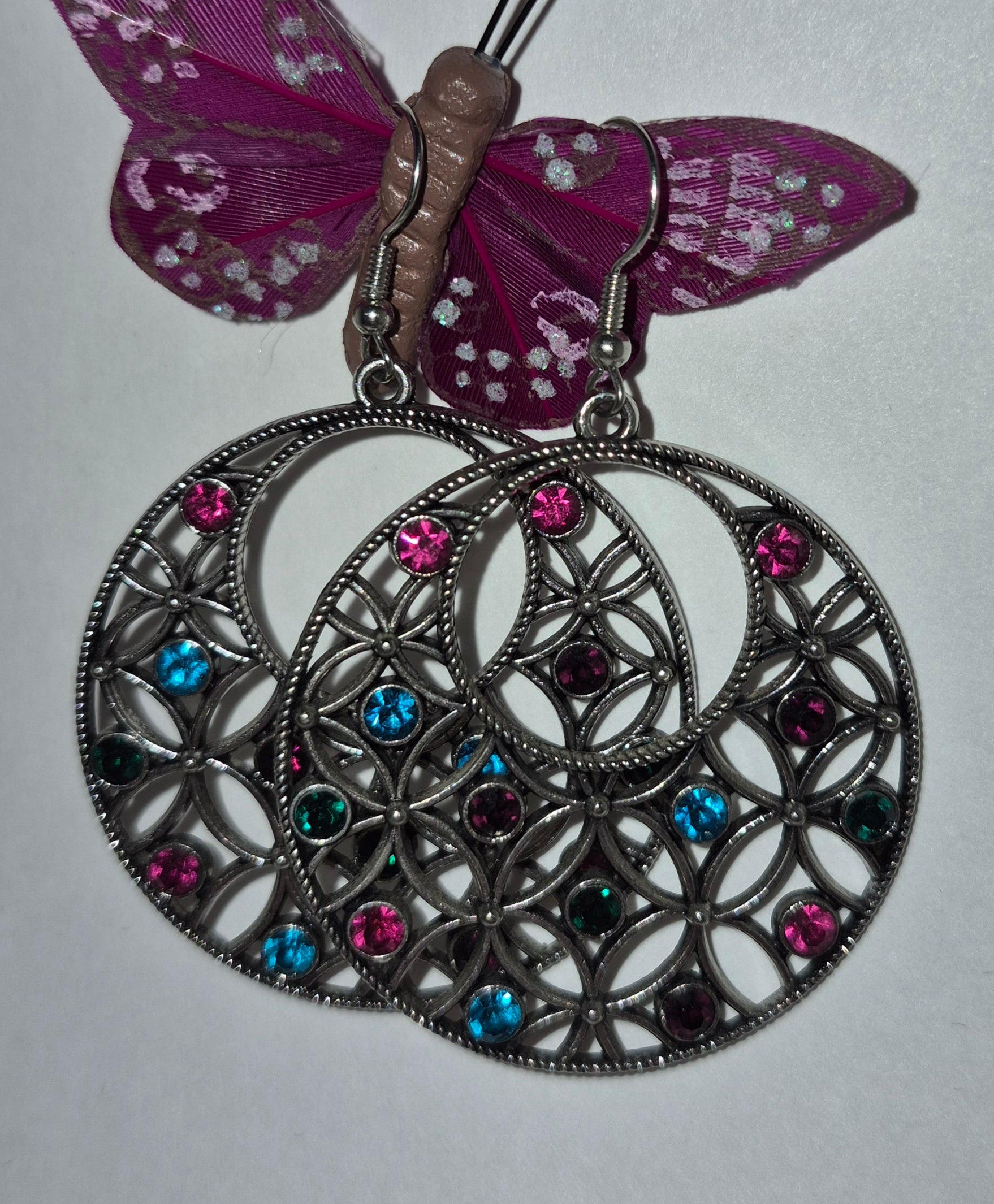 Multi color earrings.